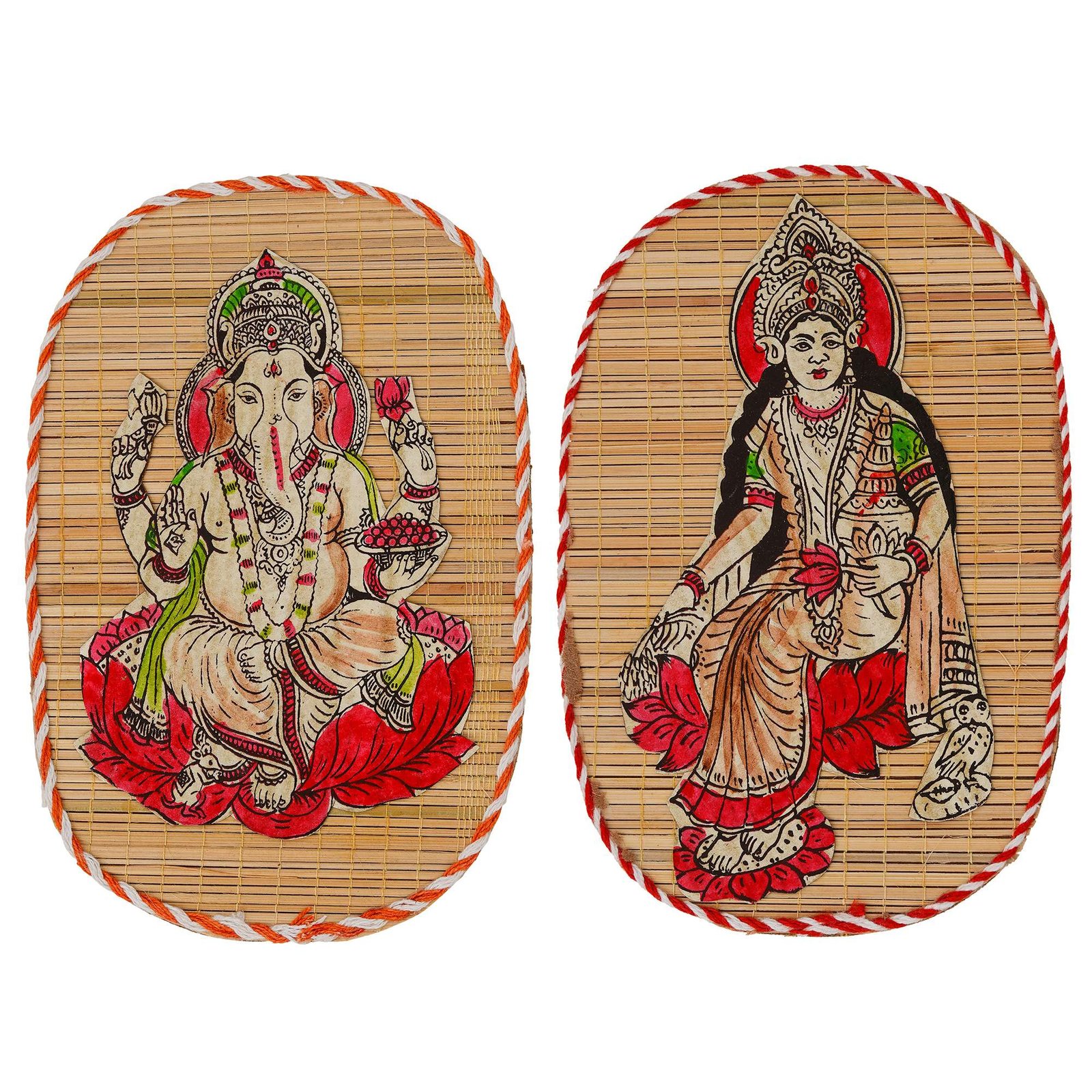 Bamboo Hand Crafted Wall Hangings Of Ganesh Ji And Laxmi Ji For Home D?cor - Image 2