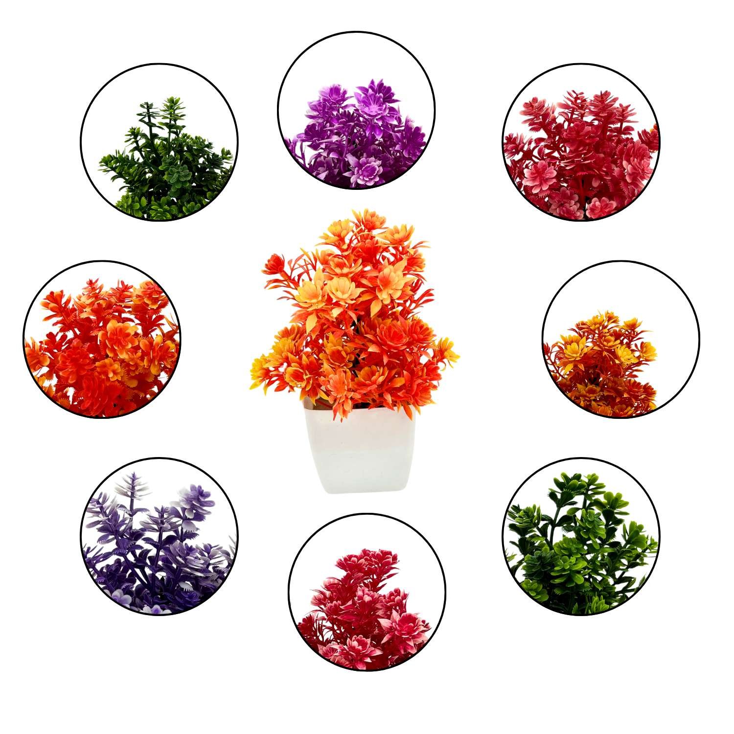 Artificial Plants with Pot Showcase Decoration Plants Flowers | Fake Plant | Artificial Plants for Home Decor Office Gifting Plants Decorative (Pack Of 8) (RV-AP22) - Image 3