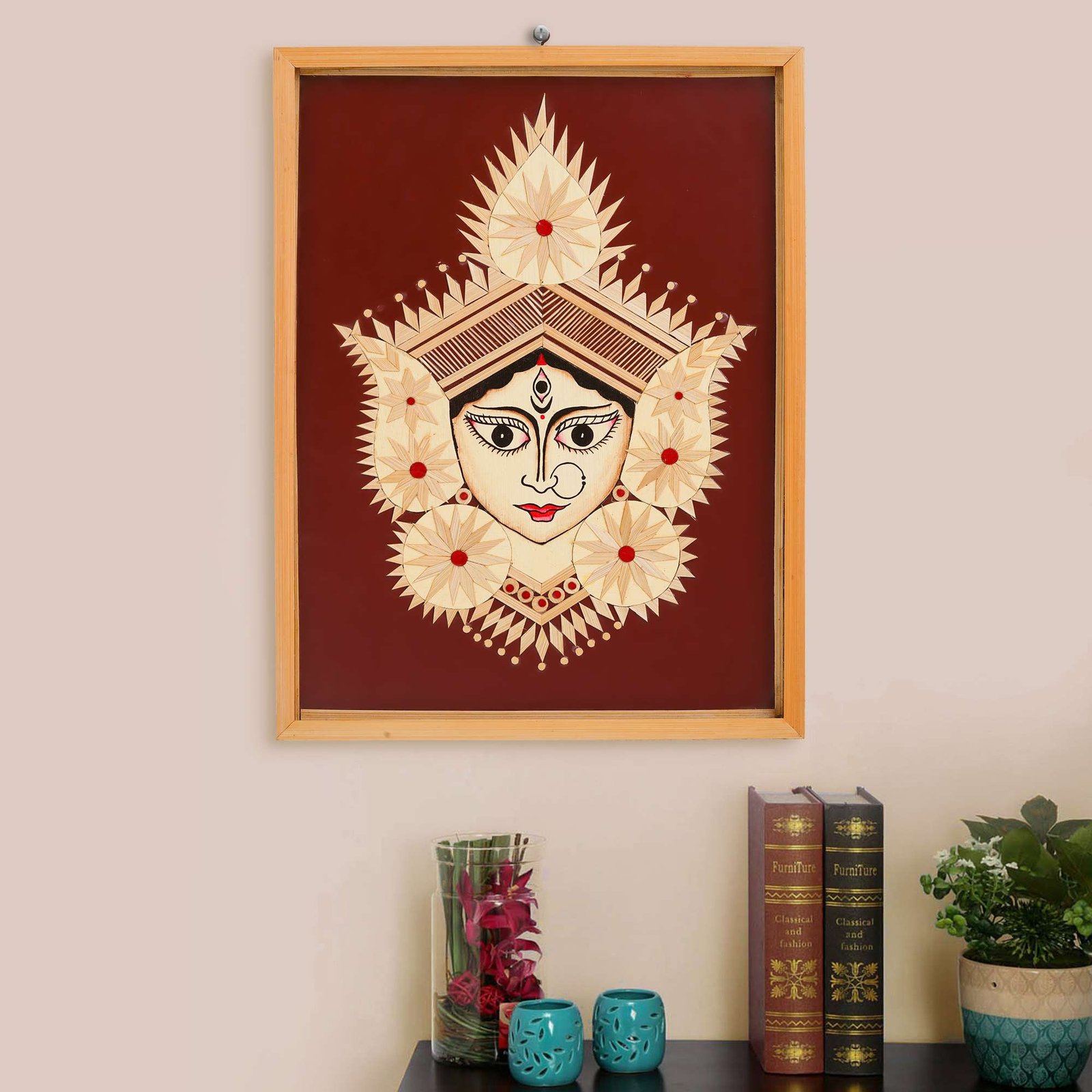 Bamboo Hand Crafted Framed Wall Hangings Of Durga Ji For Home D?cor | Bamboo Framed Art For Wall D?cor - Image 2