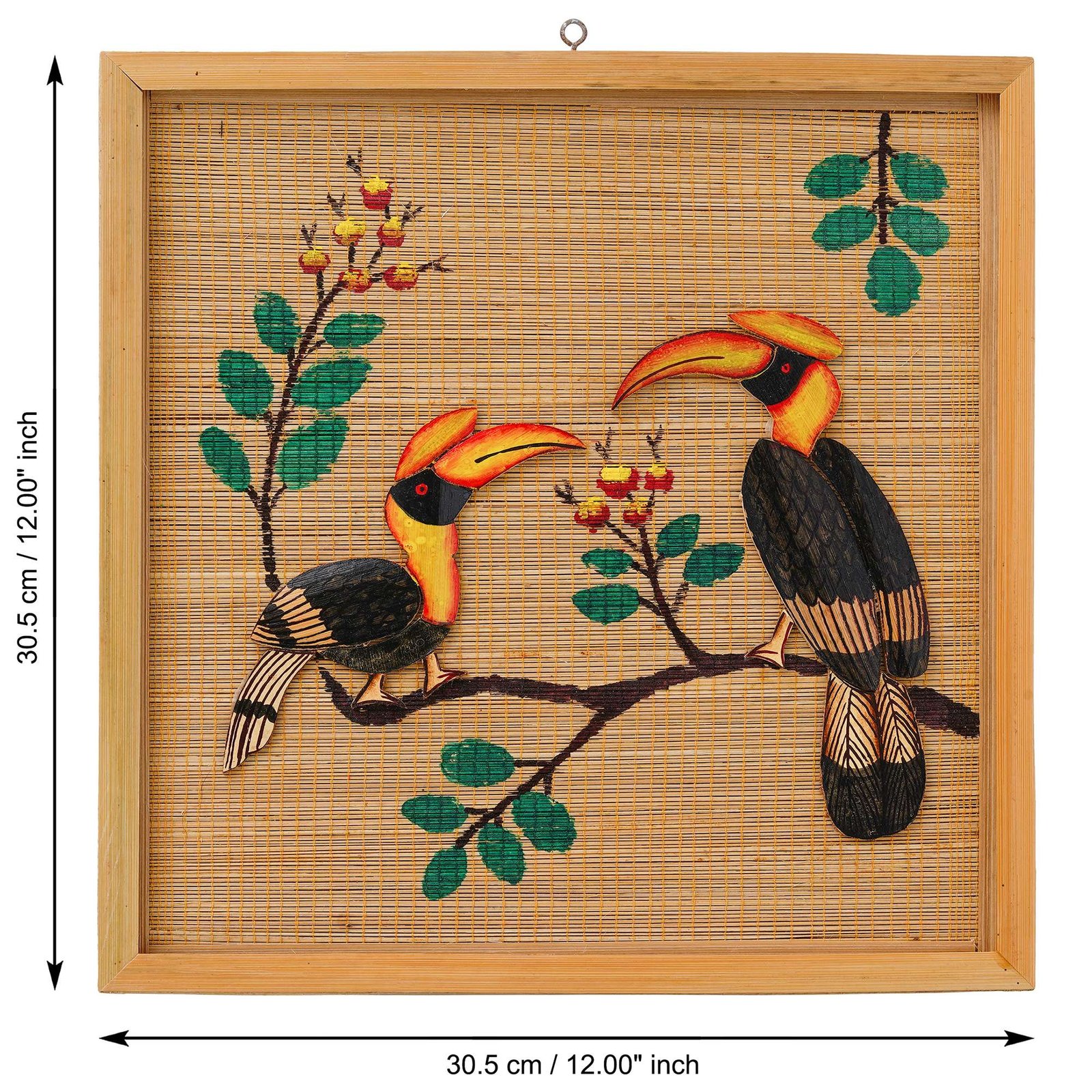 Bamboo Art Couple Hornbill Painting For Home D?cor | Bamboo Art Gift For Multiple Occasions - Image 4